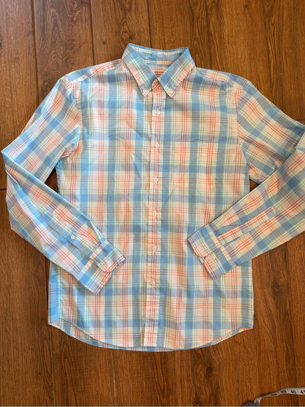 J. Crew Blue & Pink Plaid off shore performance Button-Down Shirt / men’s medium